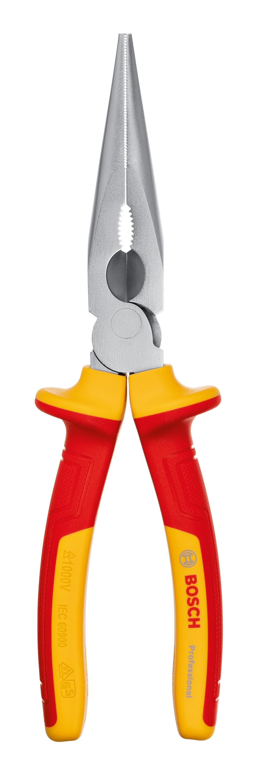 Bosch Professional: szczypce długie (proste) VDE – 200 mm (certyfikat dla napięć do 1 000 V, izolacja z poliuretanu termoplastycznego (TPU))