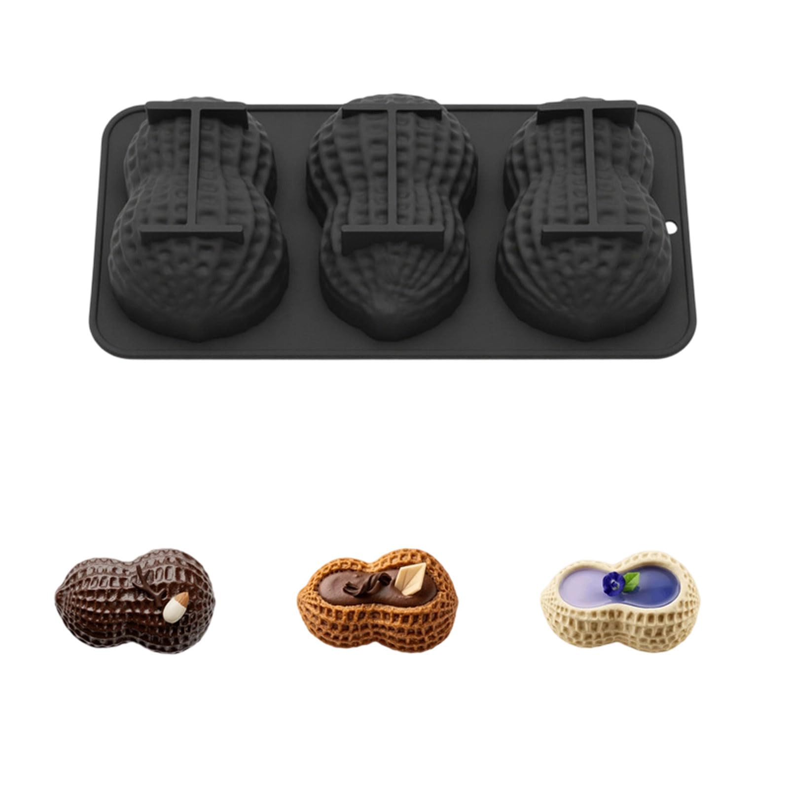 HZBB Food Grade Silicone Mousses Cake Molds Flexible Puddings Baking Peanut Shaped Dessert Accessory Green Fruit Multipurpose Dessert