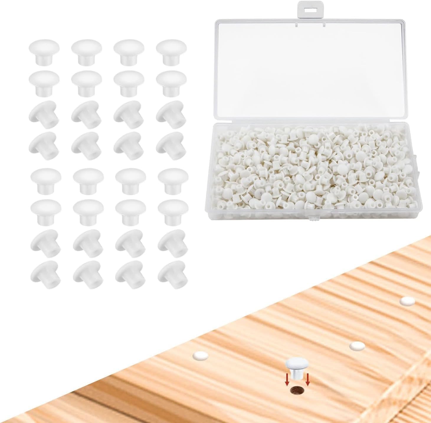 DGHOME 600 PCS 5mm Round Drill Hole Cover Caps, Pushin Type Hole Plugs