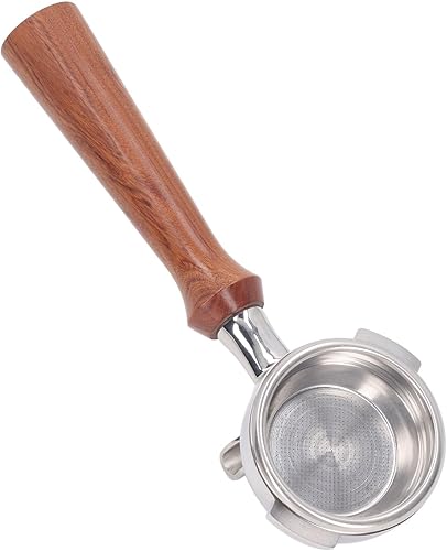 TOPINCN Portafiltro de 2.283 in, portafiltro de doble boquilla para máquinas, cesta de filtro de acero con mango de madera maciza, mango portafiltro
