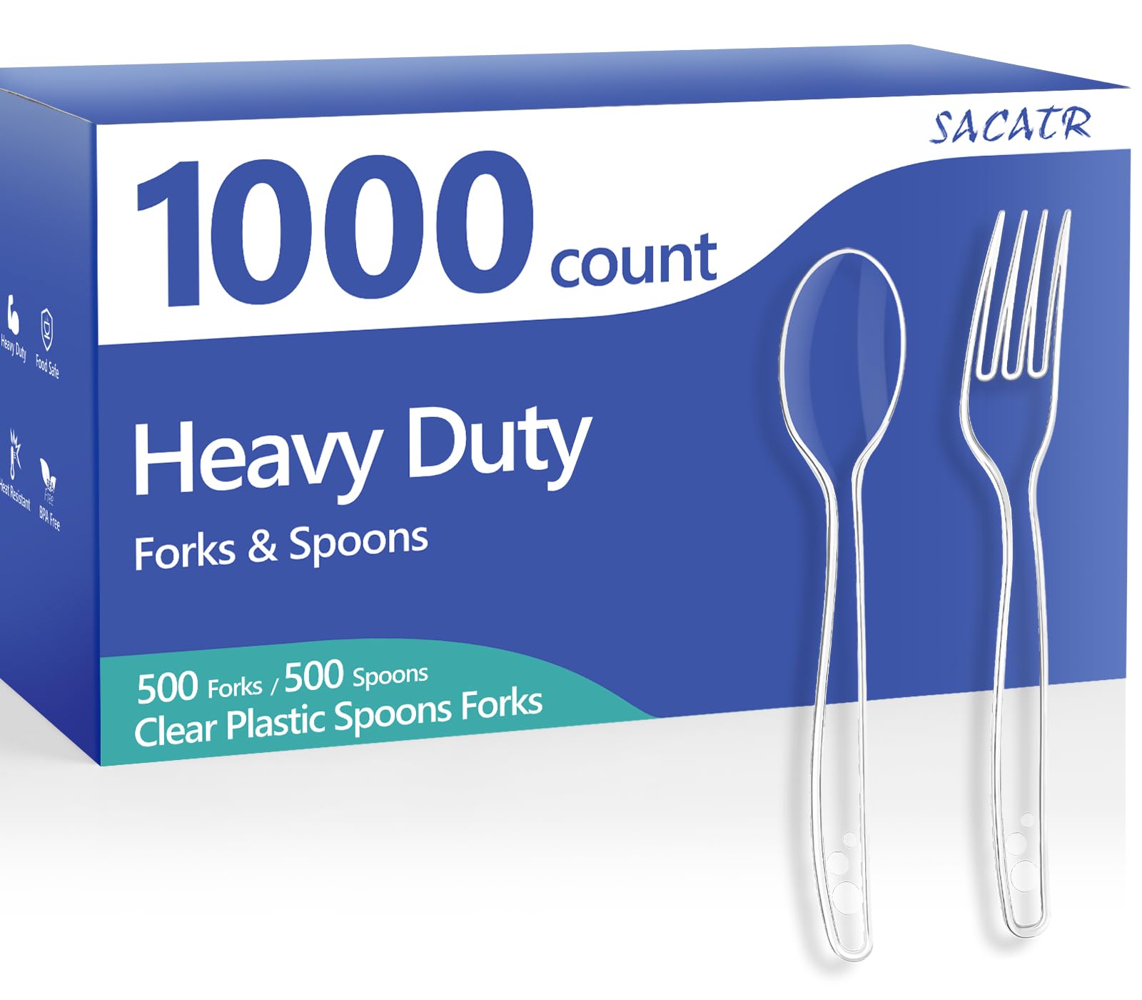 SACATR 1000 Count Clear Plastic Silverware Heavy Duty -Forks, Spoons,Knives — Amazon image 23