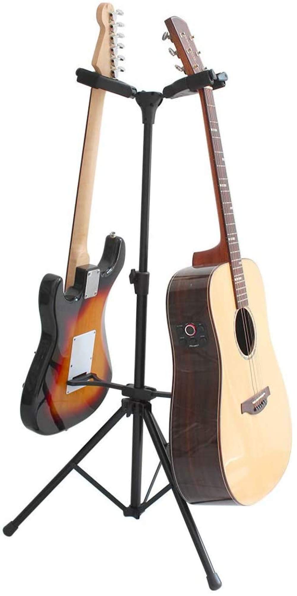 Gitarrenständer Gitarrenständer Faltbarer Vertikaler Bassgitarrenständer Mit Doppelhals Und Rutschfestem Pad Höhenverstellbar 27,6~51,2 Zoll Für Akustikgitarre