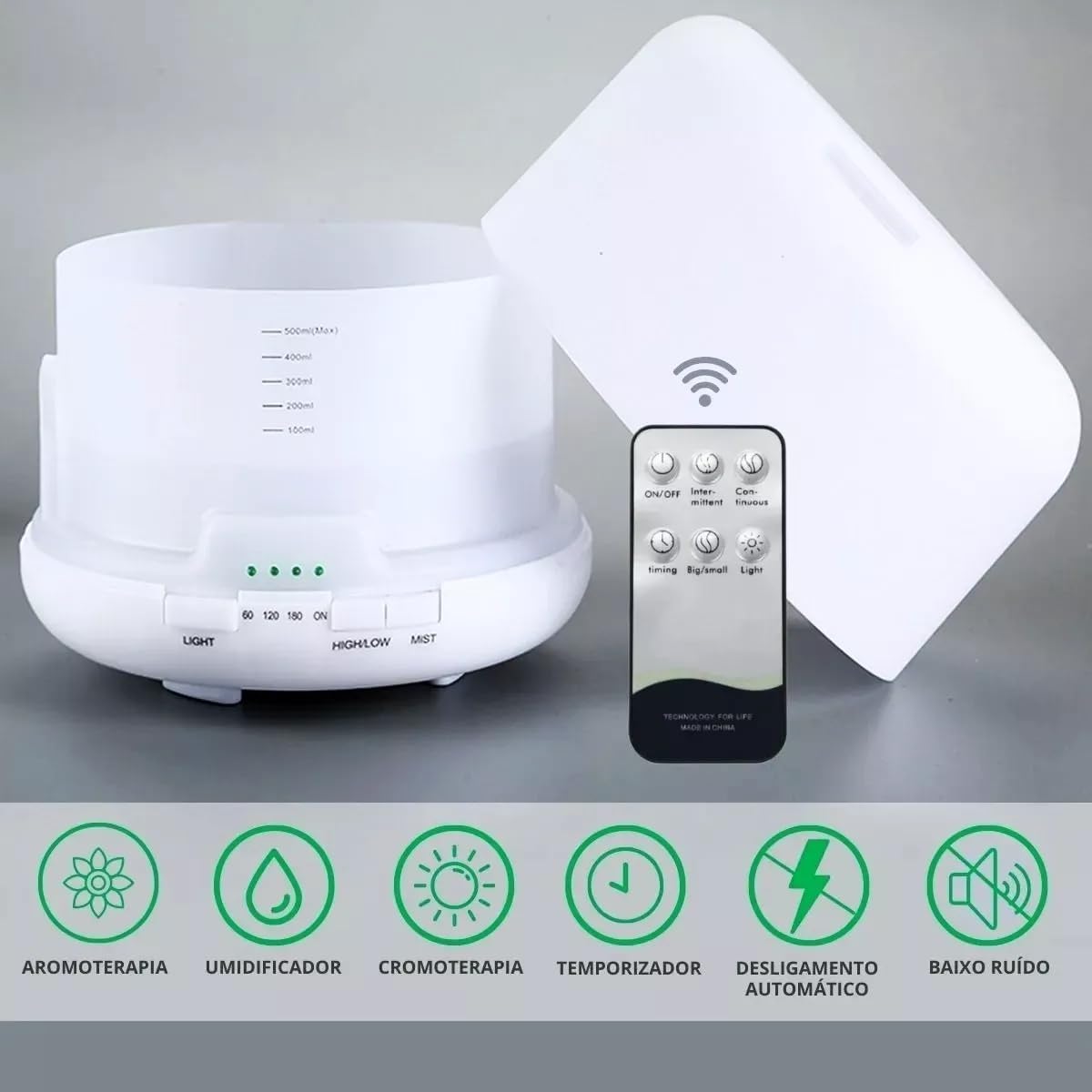 Umidificador De Ar Purificador Aroma Difusor Portátil Led 5 Cores