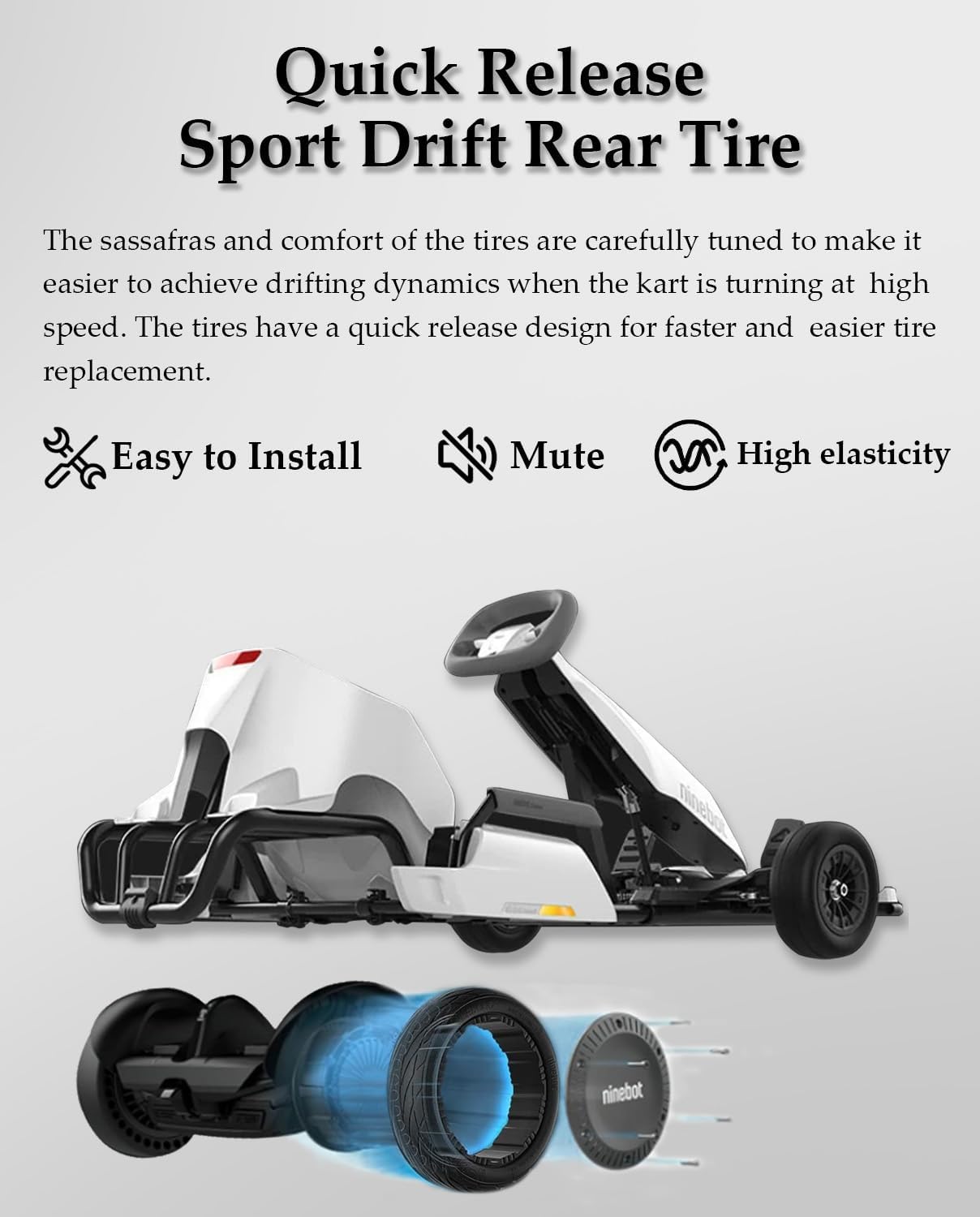 10-2.75 Comfort Tire Fit for Ninebot S MAX Self-balancing Scooter, Replacement for Ninebot Gokart Pro Series, 10x2.75 Electric Gokart Bundle Rear Tire