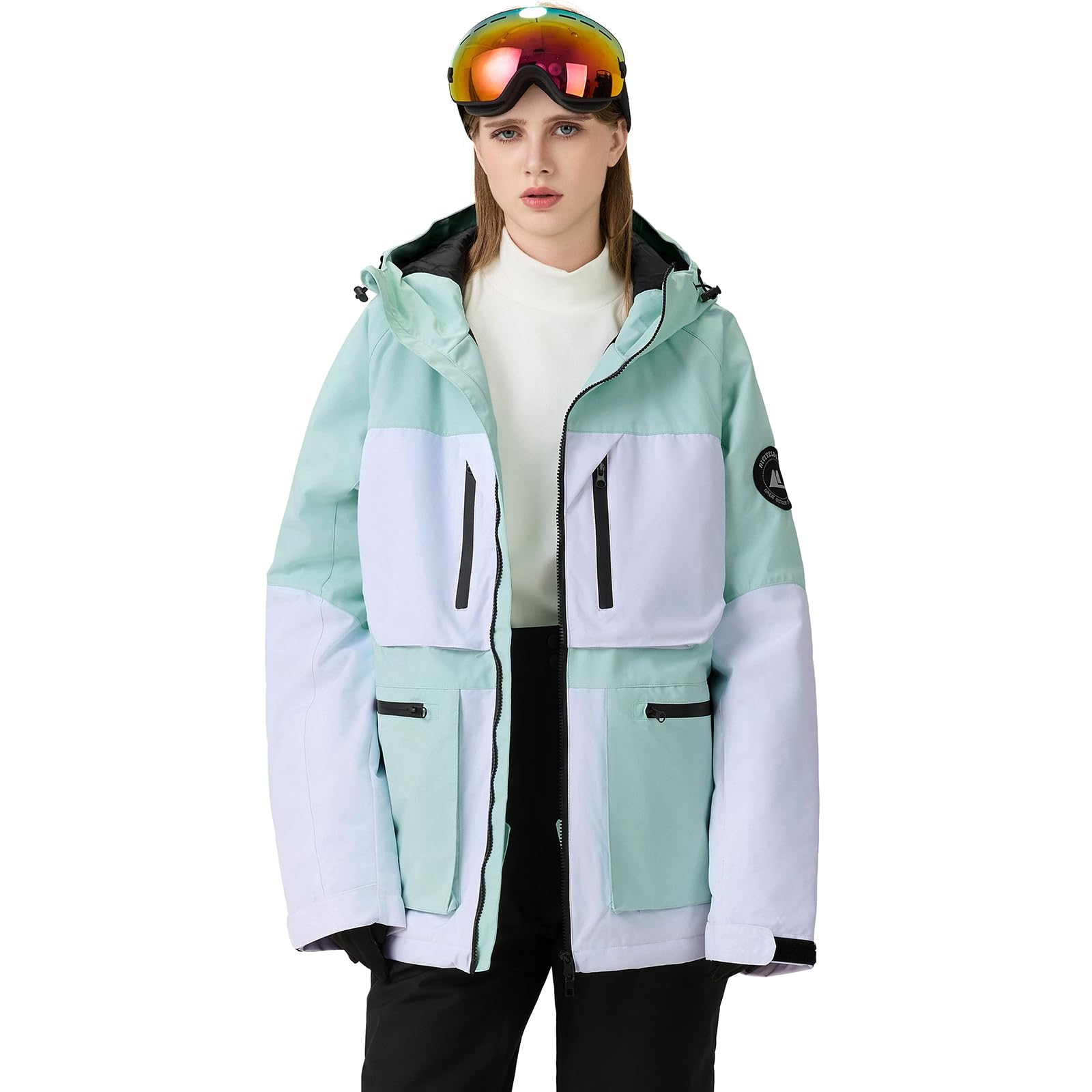 HOTIAN Conjunto de chaqueta y pantalones de esquí para mujer, 2 piezas, traje de esquí para mujer, resistente al agua, cortavientos, invierno, exterior, cálido, esquí, ropa de esquí para mujer