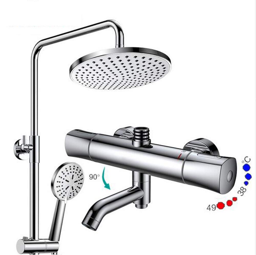 GLJTUO Shower System, Shower Set Intelligent Thermostatic Faucet Shower Nozzle Brass Thermostatic Mixing Valve Bathroom Faucet Shower System