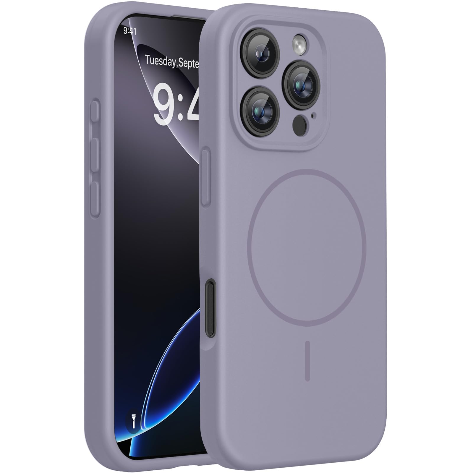 Miracase Silicone &amp; Magnetic for iPhone 16 Pro Max Case, Lavender Gray