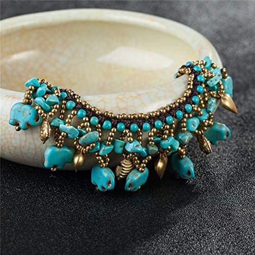 Image of kelistom Bohemian Ankle Bracelets for Women Handmade Natural Stone Beaded Chain Anklet
