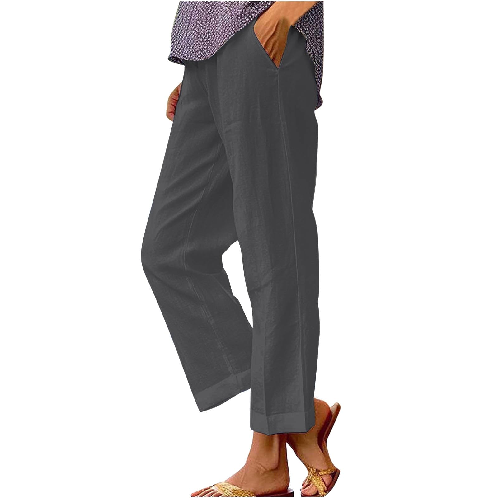 Womens Summer Casual Linen Pants and Linen Casual Pants Casual Loose Drawstring Beach Pants for Women White Pants