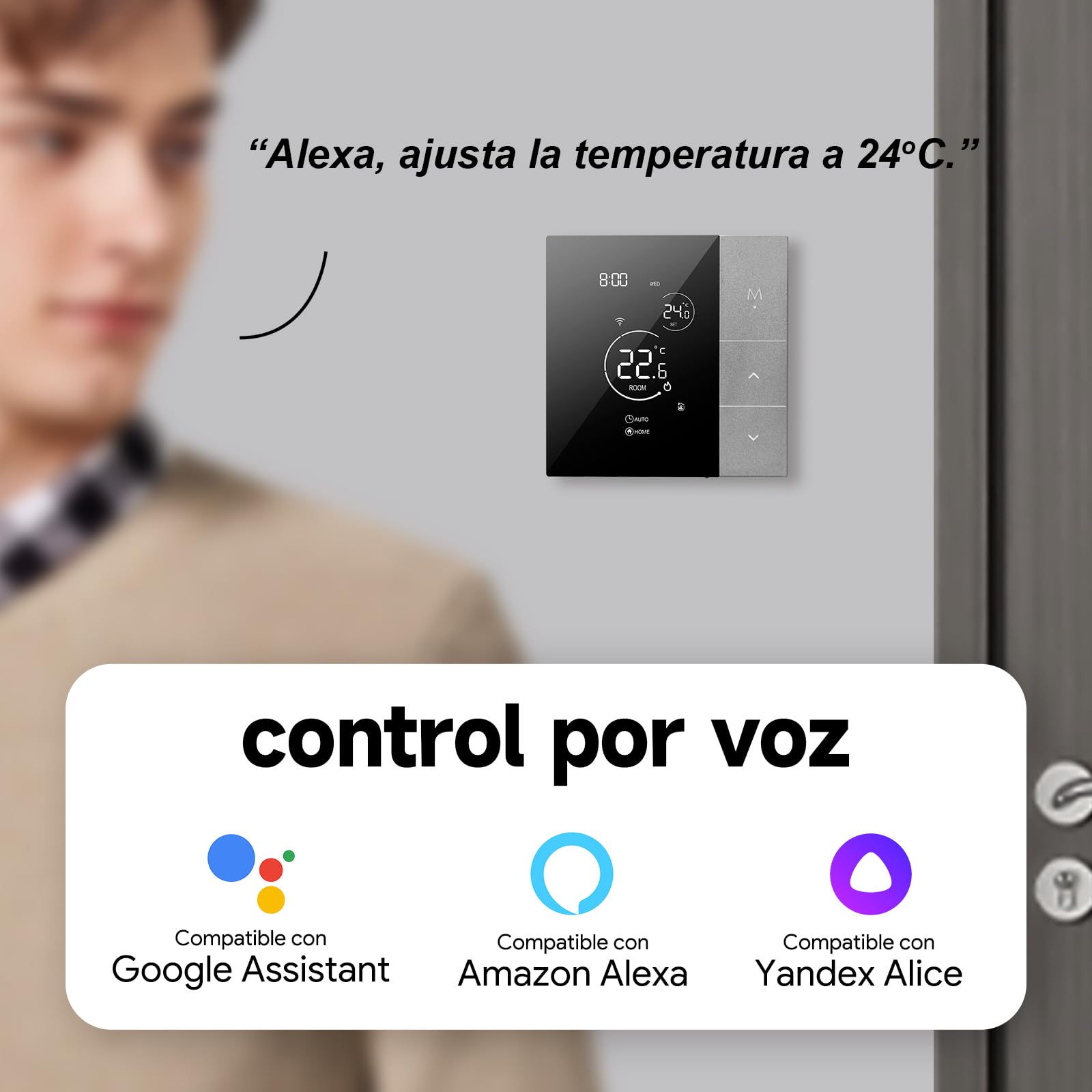 Termostato WiFi para Calentar Agua Tuya,Termostatos Digitales Programables Inteligentes de Panel Táctil de Pantalla Grande para Calefacción por Suelo Radiante Compatible con Alexa,Google 3A TGP508