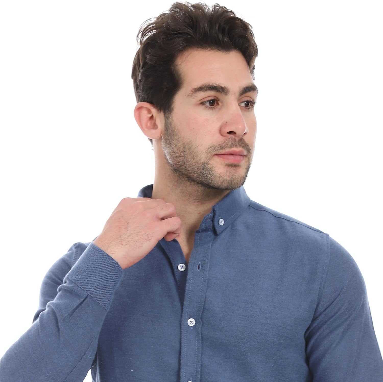 قميص كلاسيكي بنمط مرقش مصنوع من القطن بأكمام طويلة وتصميم غربي... - view 3