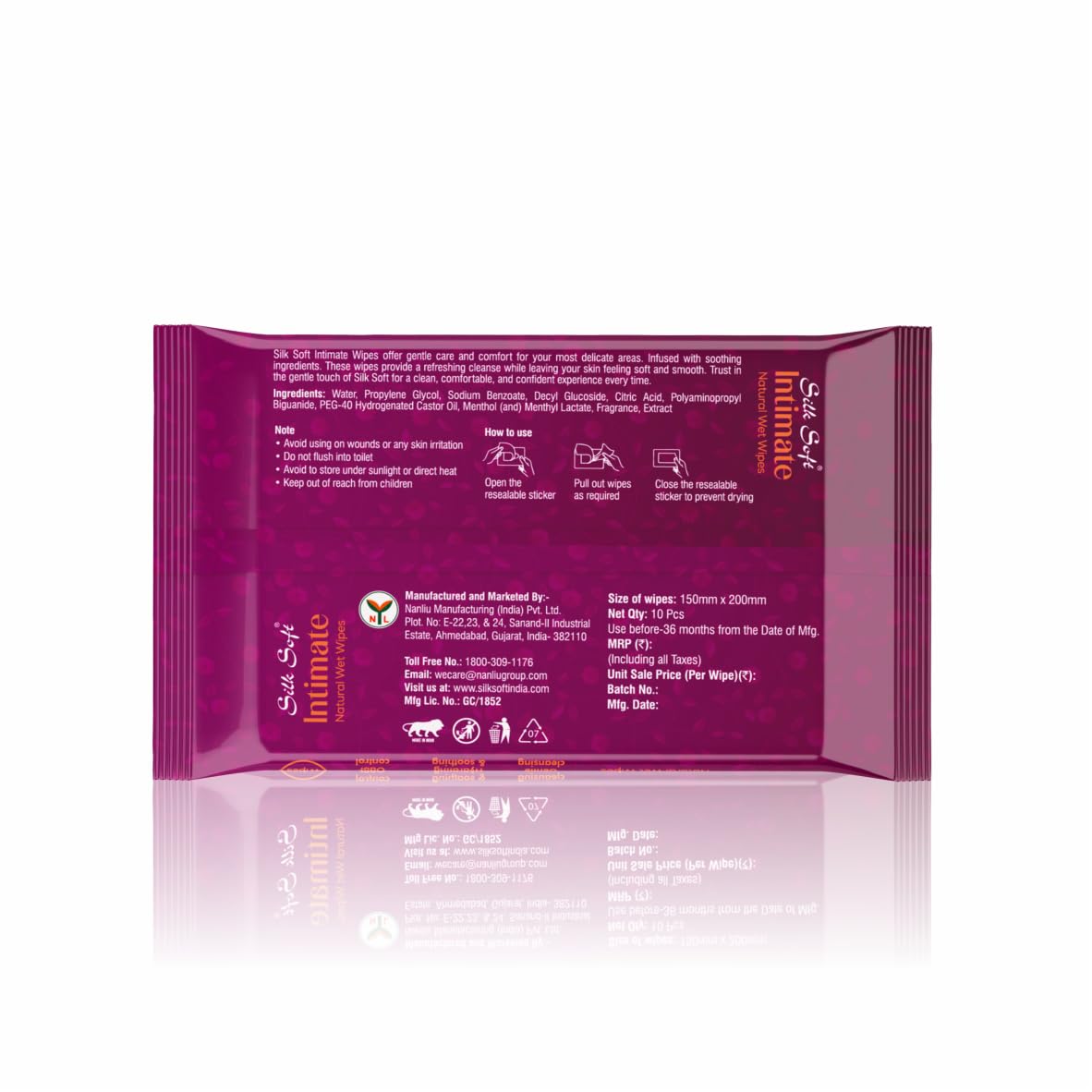 Silk Soft Intimate Wipes Women - 30 Wipes (Pack of 3 x 10) | Menthol & Fragrance Extract | pH Balanced, Alcohol & Paraben Free | Skin-Friendly Daily Hygiene 2