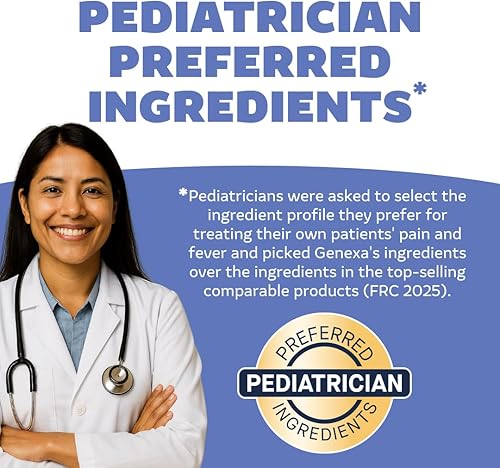 Miniatura 3 de Genexa Acetaminofeno limpio para bebés  Ingredientes preferidos por pediatras  Alivio del dolor y reductor de fiebre para bebés  Sin tintes, 0%
