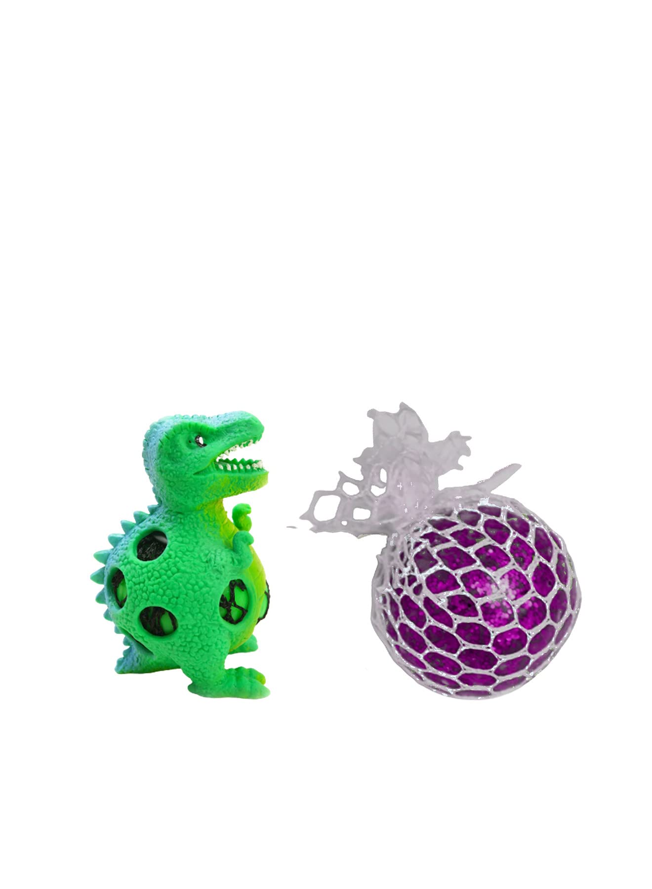 Toy set of "SQUEEZY DINOSAUR SQUISH-A-SAURUS" and "Glitter Squishy (purple)" Best for kids(set of 2)