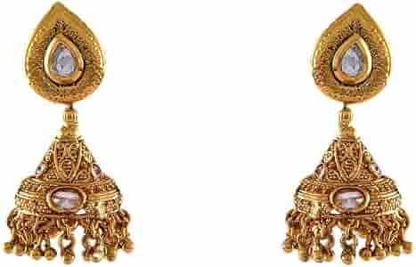 Gioielli indiani Jhumka eleganti orecchini a candeliere in lega