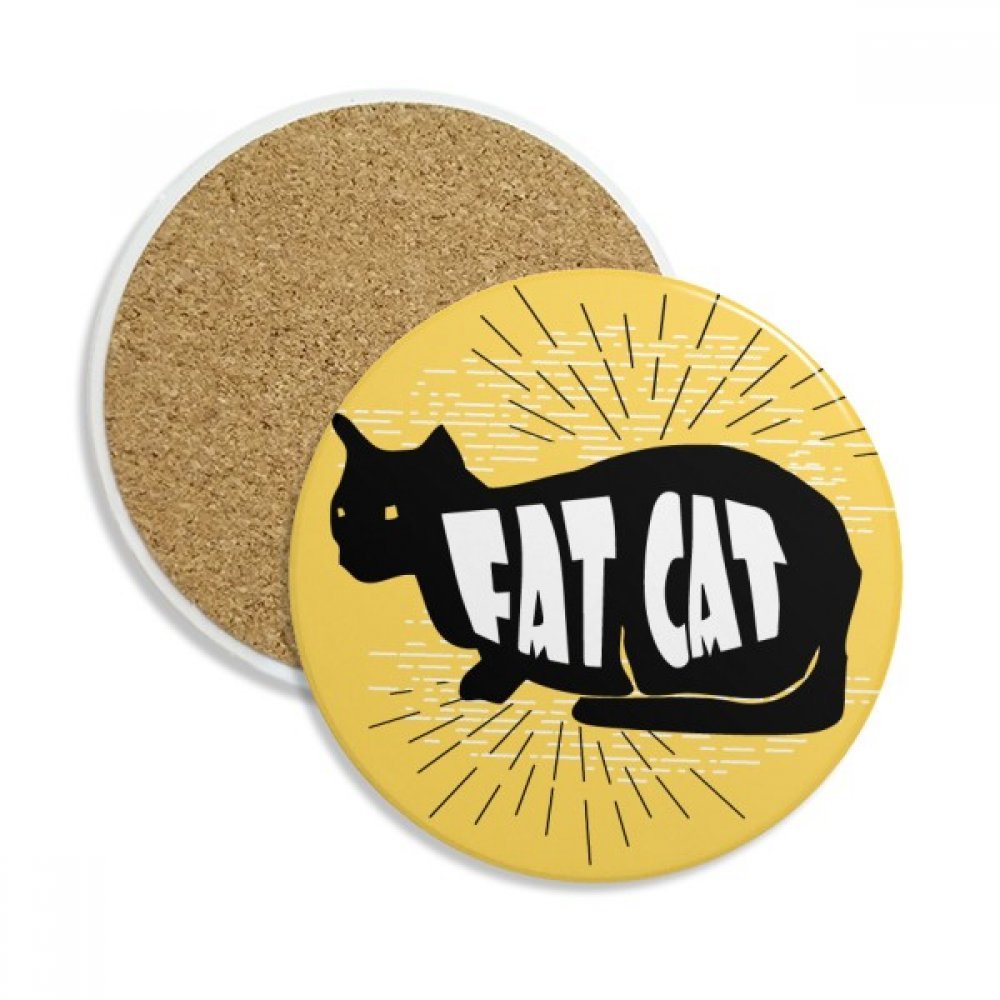 Coaster céramique Silhouette de Chat Noir 2Pcs porte-gobelet absorbant