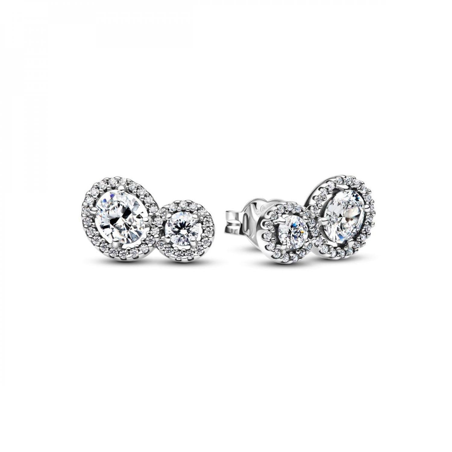 Pandora Silver Earrings Halo And Hug Stud Earrings 293774C01