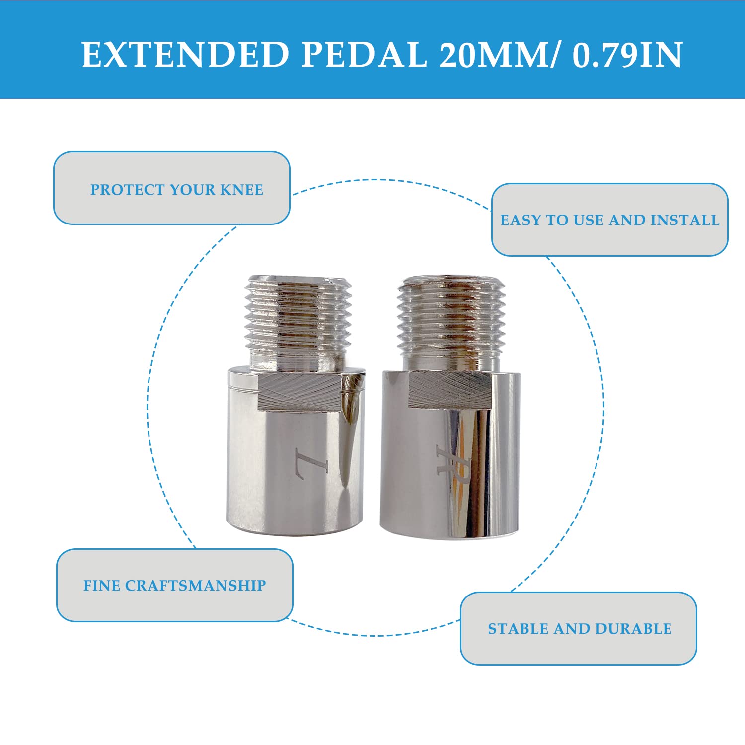Rallonges De Pédale Vélo En Acier Chrome-molybdène - Extension 20 Mm (13 Mm Par Côté) - Pour VTT, Vélo De Course
