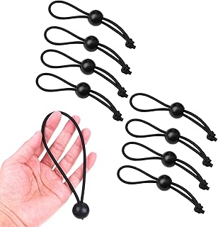 8 Pcs Tarpaulin Bungees Balls, Black Tarpaulin Ball Bungee Cords Flag Bungees Tent Pole Elastic Tarp Bungee Cord Ball Bungees for Banner, Tarpaulins, Pavilions, Tent Bungee Hooks, Tarpaulin Holder