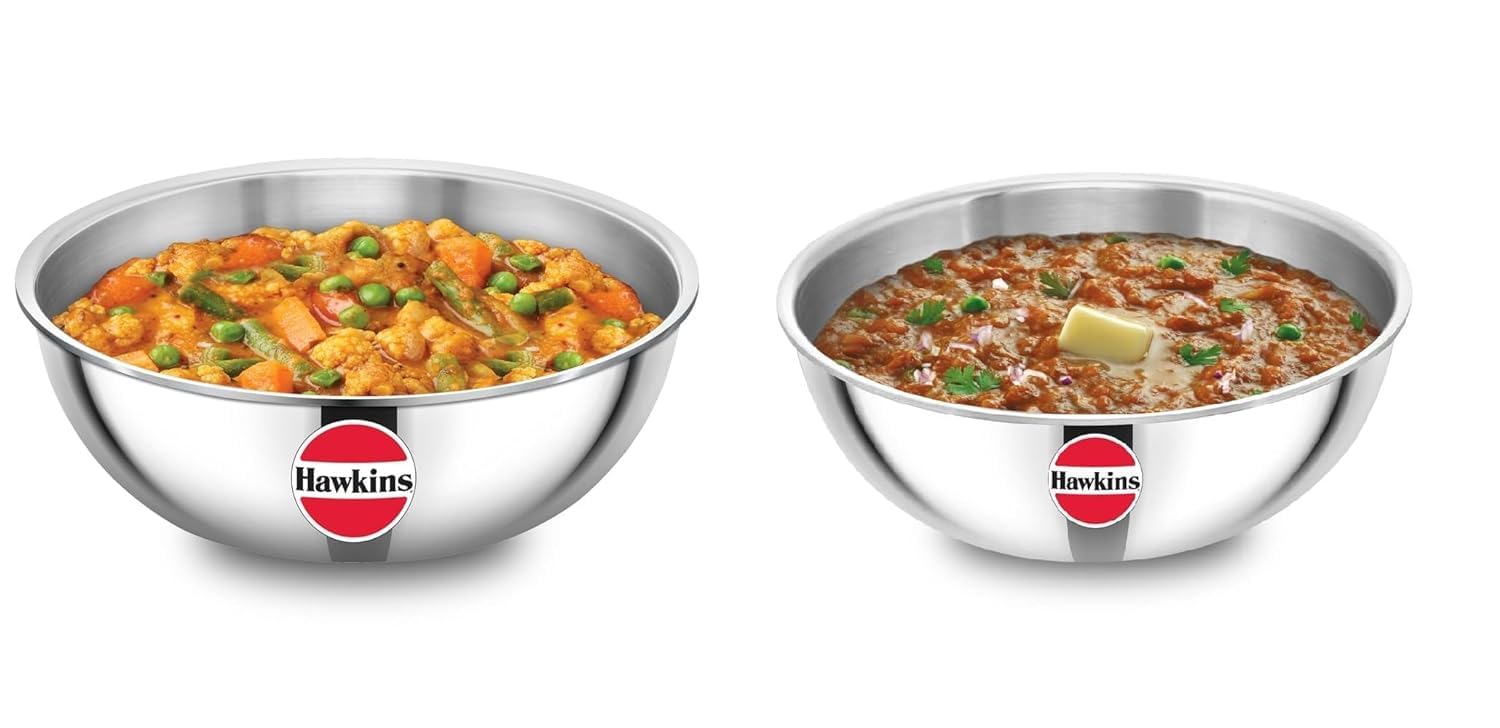 Hawkins Metro Kadhai, Triply Stainless Steel Tasla Set of 2 (1.5 litre and 2 litre) (B0D21LJFCT) Amazon Price History, Amazon Price Tracker