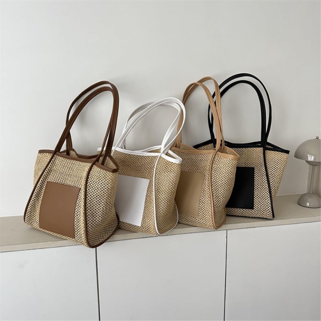 borsa paglia Borsa In Paglia Intrecciata Borsa Da Spiaggia A Spalla Vuota Nuova Estate Borsa For Pendolari For Madre E Bambino Borse a tracolla