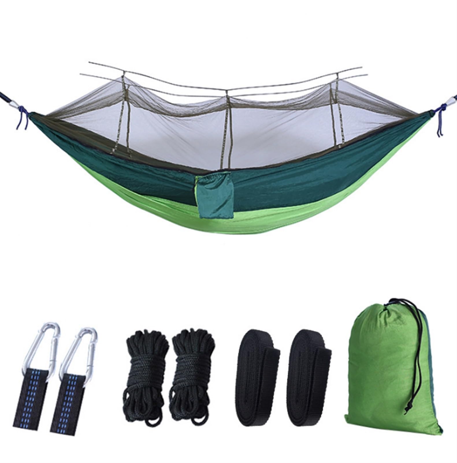 Hamak Ultralekki, Hammock Podwójny Hamak Z Moskitierą 260x140 Cm Plus Rozmiar Na Zewnątrz, Komary Parasol Nylonu na Kemping, na Zewnątrz(B)