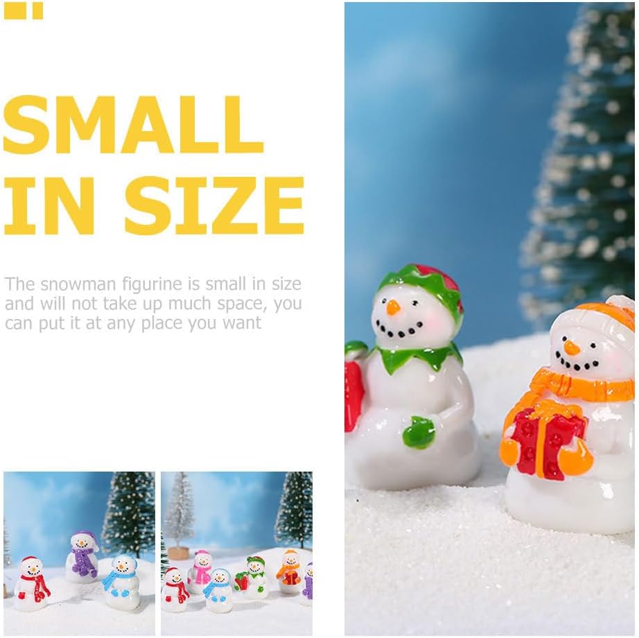6pcs Christmas Micro Landscape Mini Figurine Resin Tray Christmas Ornament Mini Snowman Figurines Dollhouse Snowman Figurine Cakes Toppers Miniatures Accessories Xmas Decor - Image 7