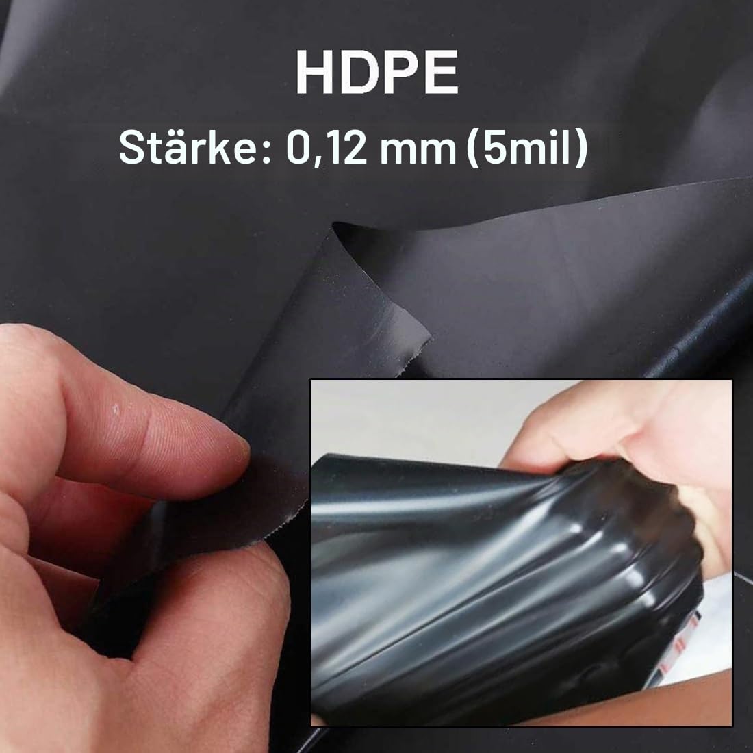 Strapazierfähige Teichfolie für Fischbecken, 5 x 6 m, flexible HDPE-Folie, durchstoß- und reißfest, ideal für Gartenteiche und Wasserspiele