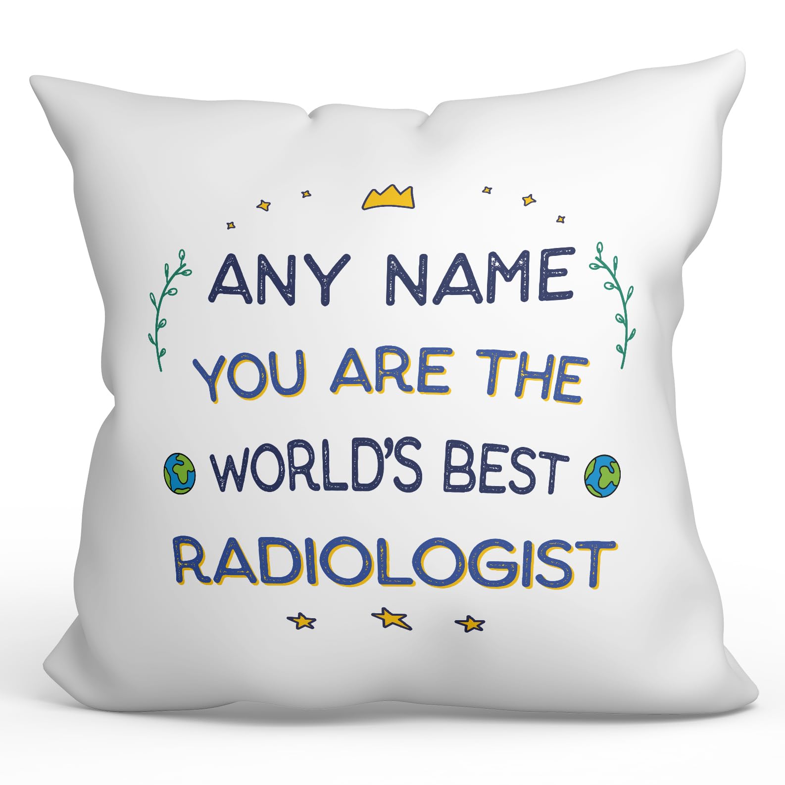 MUGFFINS Personalised Cushion for RADIOLOGIST Padding included - in English - World's Best - Funny custom gift - Pillow: cover and filling 15.7x15.7 inches โ image 1