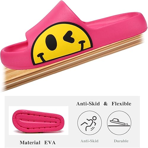 Miniatura 4 de Sandalias para niñas y niños, sandalias para hombre para mujer, antideslizantes, de EVA, para interiores y exteriores, pantuflas de cara sonriente,