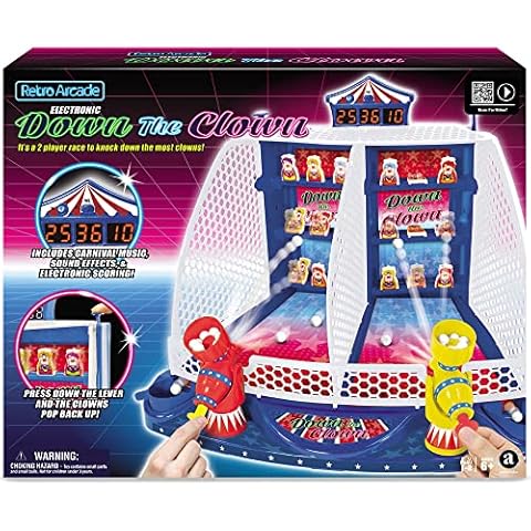 Merchant Ambassador Retro Arcade Electronic: Down The Clown - Tabletop Game, Sound Effects, Electronic Scoreboard, 2 Players, Ages 6+ Cover