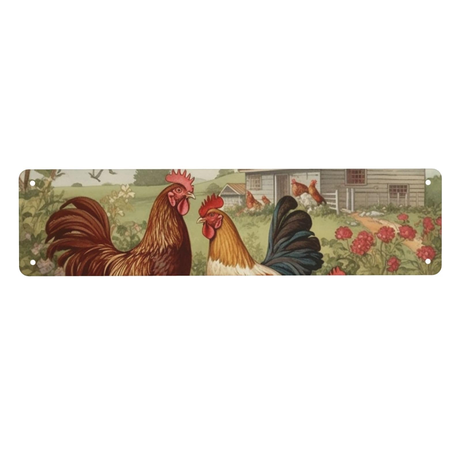 Vintage Metal Tin Signs Retro Garage Signs Stylish Wall Art Plaques for Home Decor Unique Poster 4x16 Inch Chickens and Farm Metal Sign Outdoor Wall Decorations Gifts