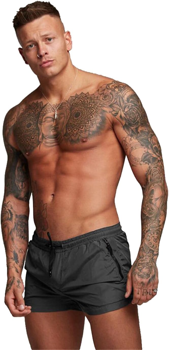 TONLEN Mens Swimwear Sports Shorts Swim Trunks with Zipper Pockets - Image 2