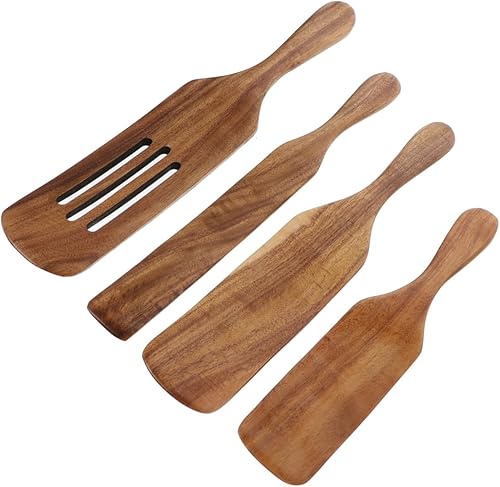 PRETYZOOM 1 Unidades 4 unids ensalada mezcla espátula bambú freír pizza regalos utensilios de cocina de madera espátula de madera para servir
