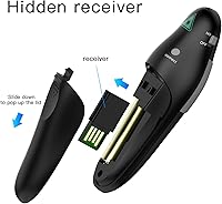 Vista 5 de QUI Presentation Clicker - Clicker remoto inalámbrico para presentación de PowerPoint, PowerPoint Slide Advancer para Mac/Windows/Linux, Google Negro