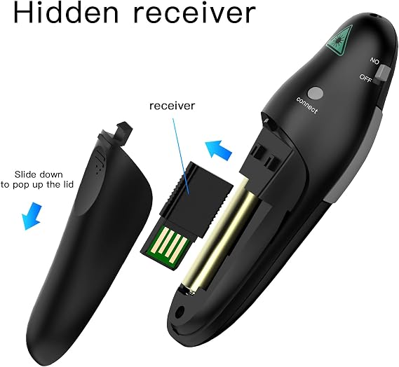 QUI Presentation Clicker Wireless Presenter Remote, Black, A