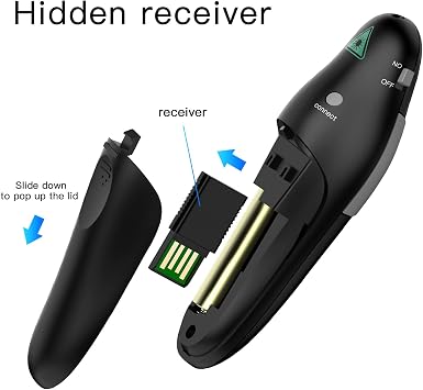 QUI Presentation Clicker Wireless Presenter Remote, Black, A