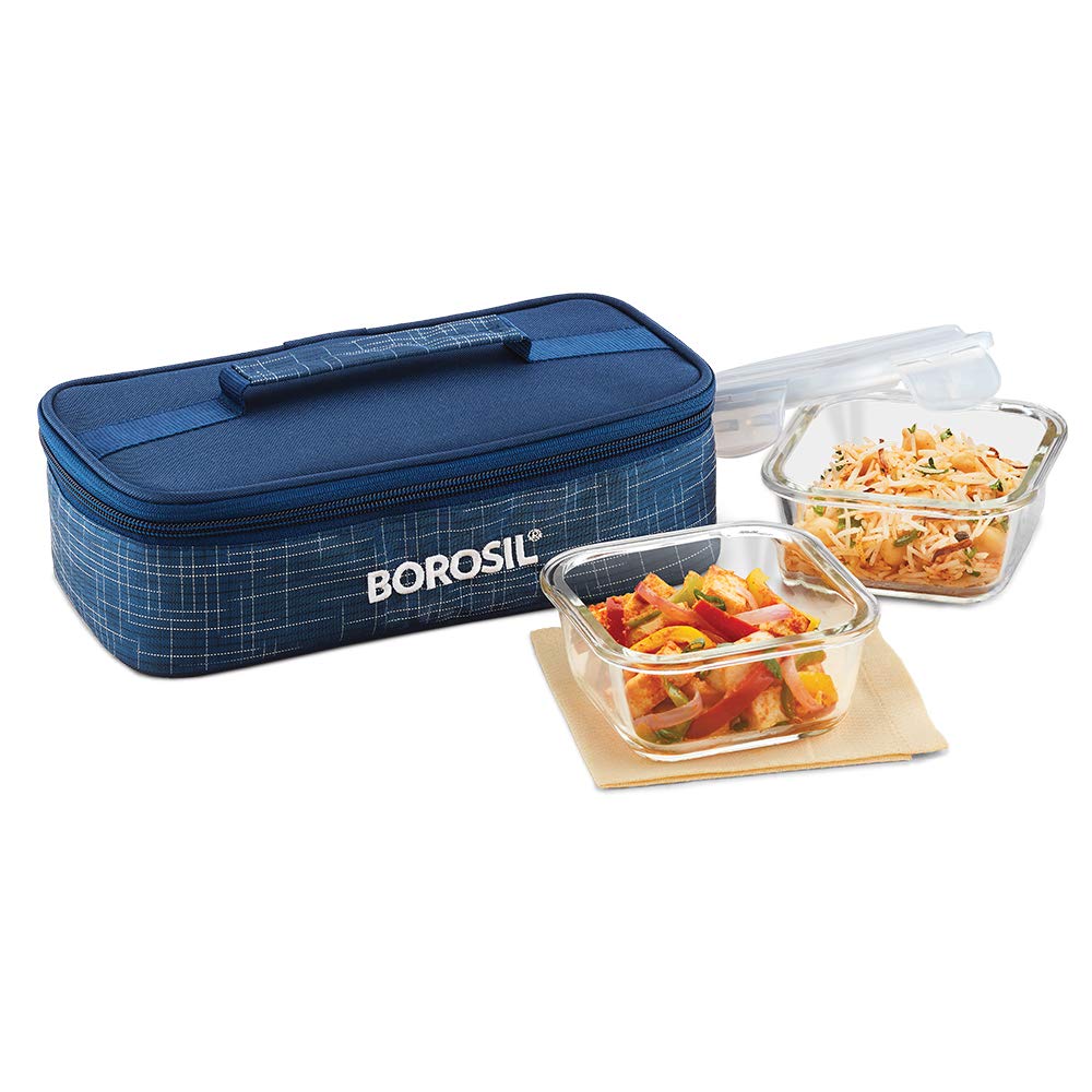 Borosil Borosilicate Glass Lunch Box with Bag (Klip n Store, 320ml x 2 Horizontal) — Amazon image 20