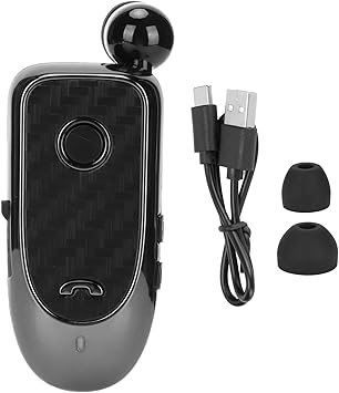 Bewinner Bluetooth Headset, Retractable Business Lavalier Earphone, Multifunction Vibrating Caller ID Clip Sports Earphones for Sports Workout Driving