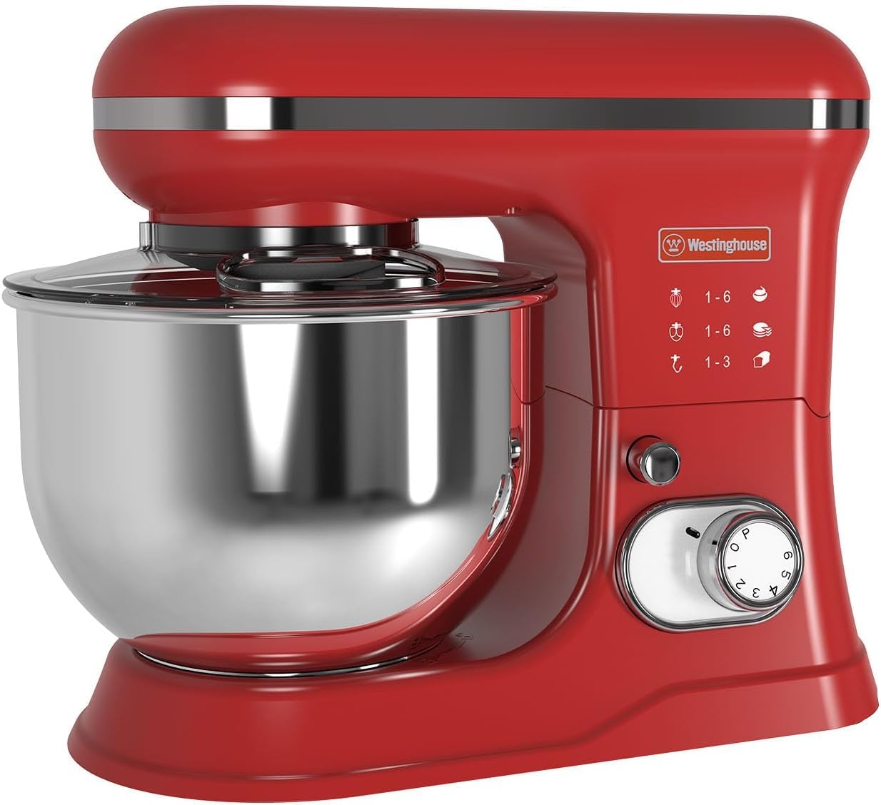 Westinghouse 1200W Stand Mixer, 5L Stainless Steel Bowl, Red | 6-Speed, Tilt-Head, Dough Hook, Whisk & Flat Beater-image-40