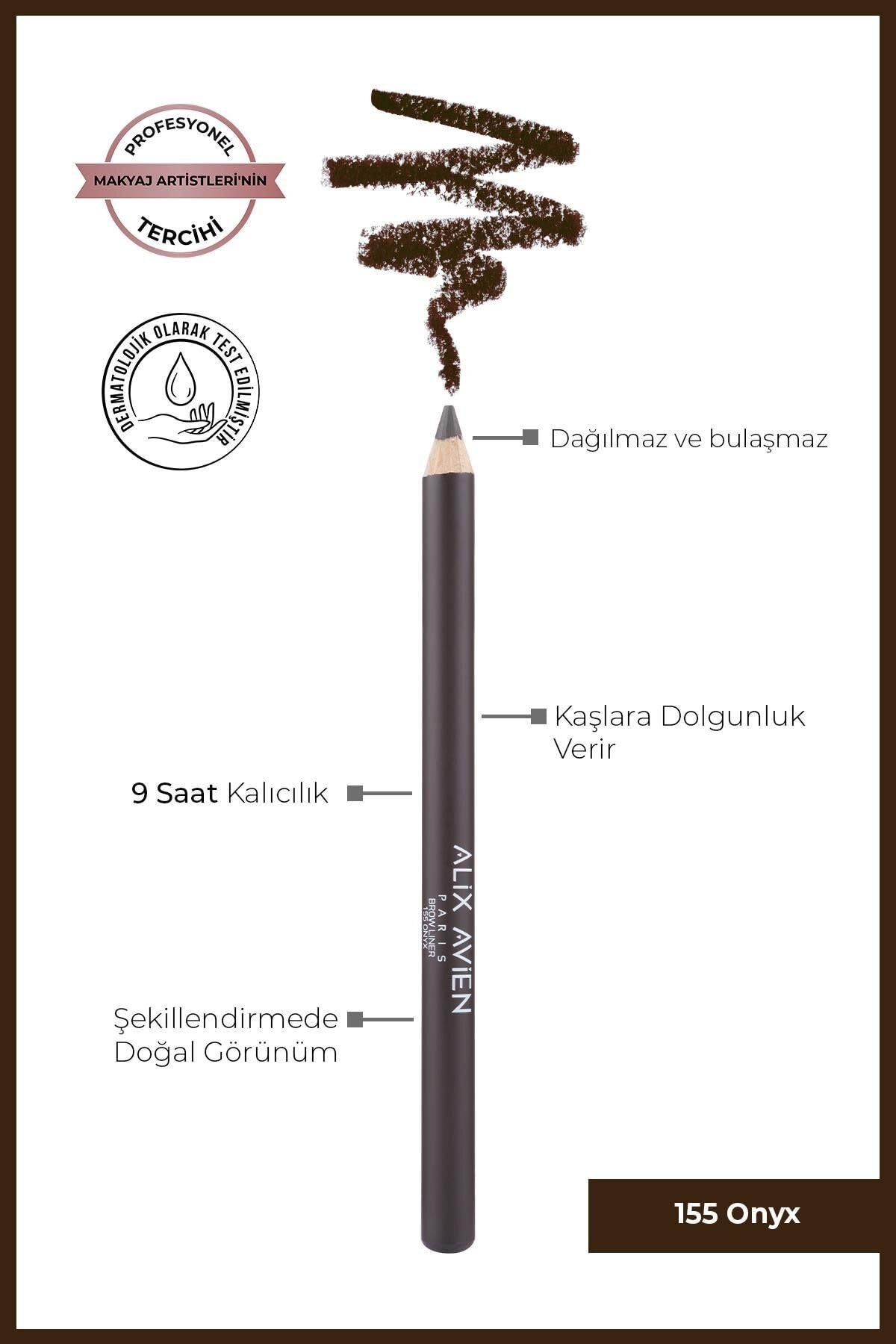 ALIX AVIEN Uzun Süre Kalıcı, Belirginleştirici Şekillendirici Kahve Kaş Kalemi - Brow Liner 155 Onyx