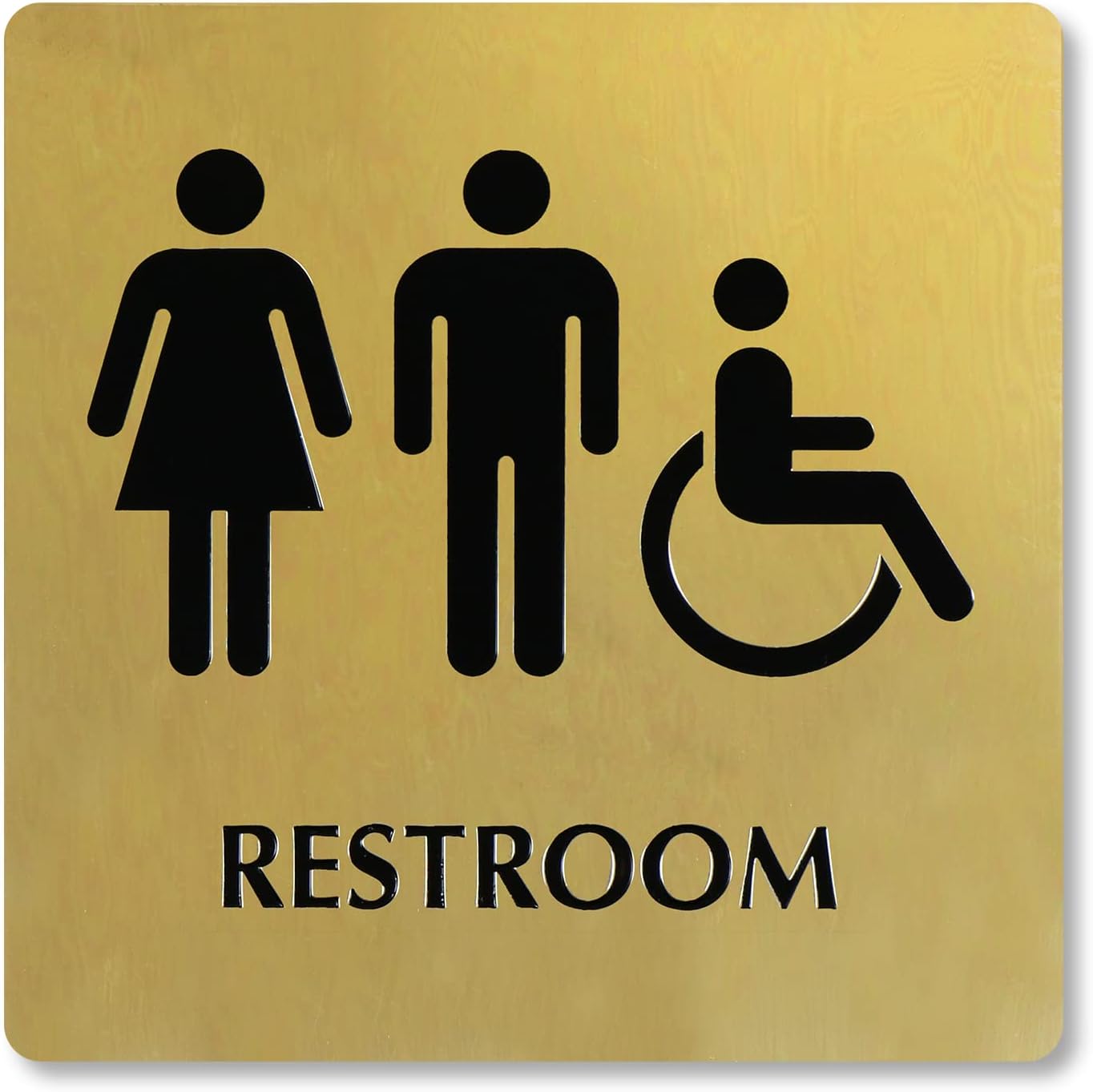 SmartSign 9 x 9 inch Unisex Restroom Sign with Men/Women/Handicap ...