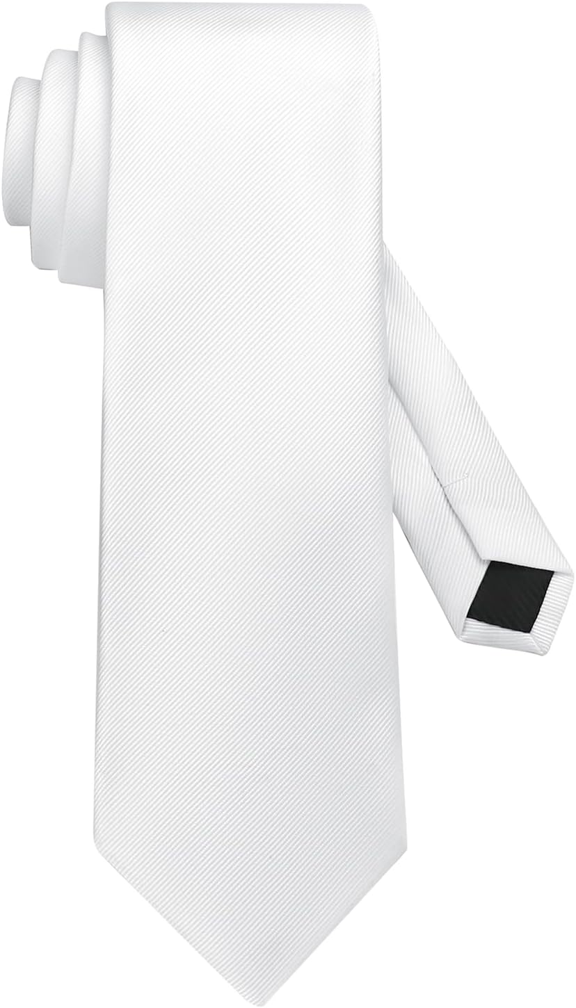 DecTwig Men's Solid Color Formal Neckties 3.15" (8cm) Black Tie - Handmade Twill for Weddings & Business