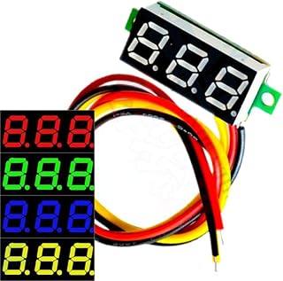 (5팩) JacobsParts 초소형 0-100V DC 3선 전압계 LED 볼트 미터 전압 테스터 (그린)
