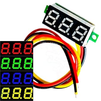 5-Pack JacobsParts Ultra-Small 0-100V DC 3-Wire Voltmeter LED Volt Meter Voltage Tester Yellow