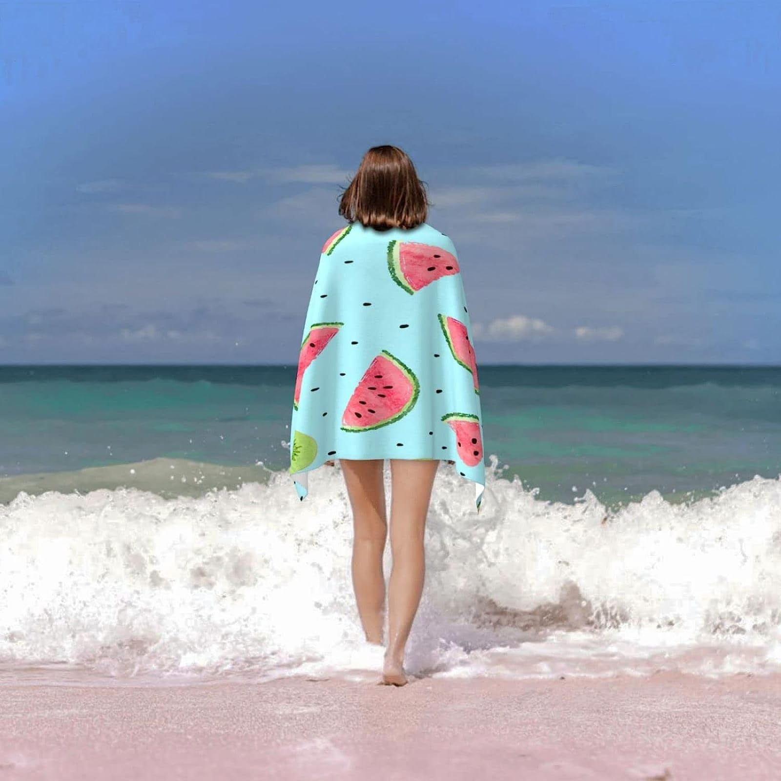 Kiwi All'Anguria Telo Mare Grande, Microfibra Asciugamano da Spiaggia, Teli Mare Kiwi All'Anguria, Asciugatura Rapida Antisabbia Adulti Teli Mare per Nuoto Campeggio 3D Telo Mare 150x200 cm