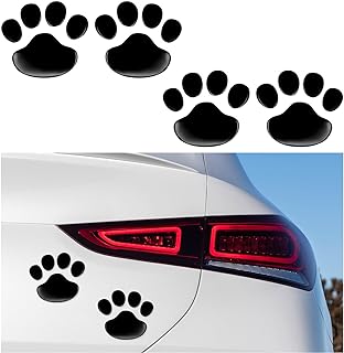 Suvnie 4 PCS Bling Dog Paw Car Decal, Crystal Rhinestone Dog Paw Print Stickers, Auto Bumper Window Laptops Decor Emblem D...