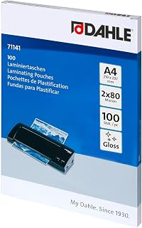 Dahle Laminierfolien A4, 160 Micron (2x80) - 100 Stück - Hochwertiger Schutz für wichtige Unterlagen und Fotos, Glänzend