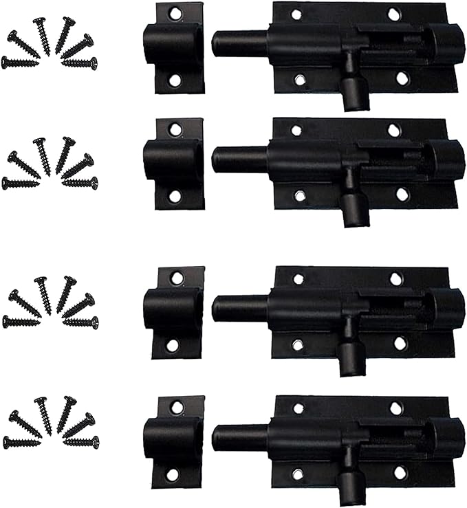 NINGYER 15-tlg Türriegel Set Edelstahl - 3 Größen Mit 90 Schrauben Für Türen Und Tore