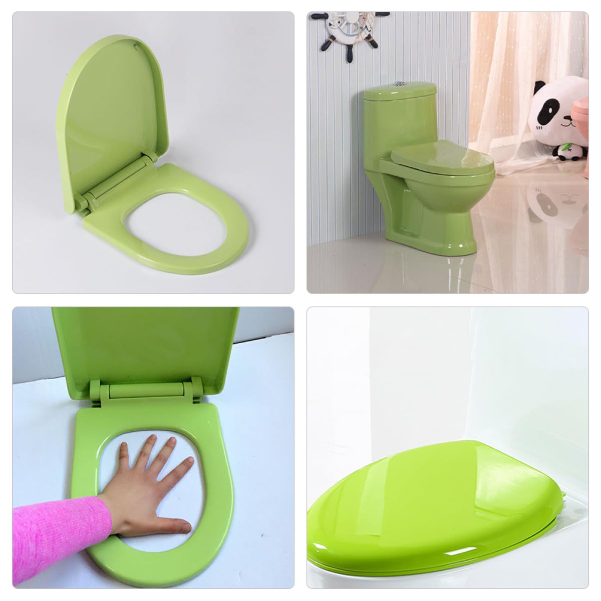 Toyvian Asiento de Inodoro de Entrenamiento para Niños Pequeños Color Verde Claro, Fácil de Instalar, Material Pp, Diseño Sanitario Adecuado Entrenamiento de Orinal en Casa